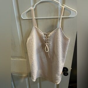 Maurices Cream Lace-Up Tank Top
